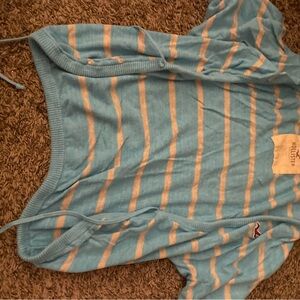 Hollister Blue and Tan Striped Cardigan
